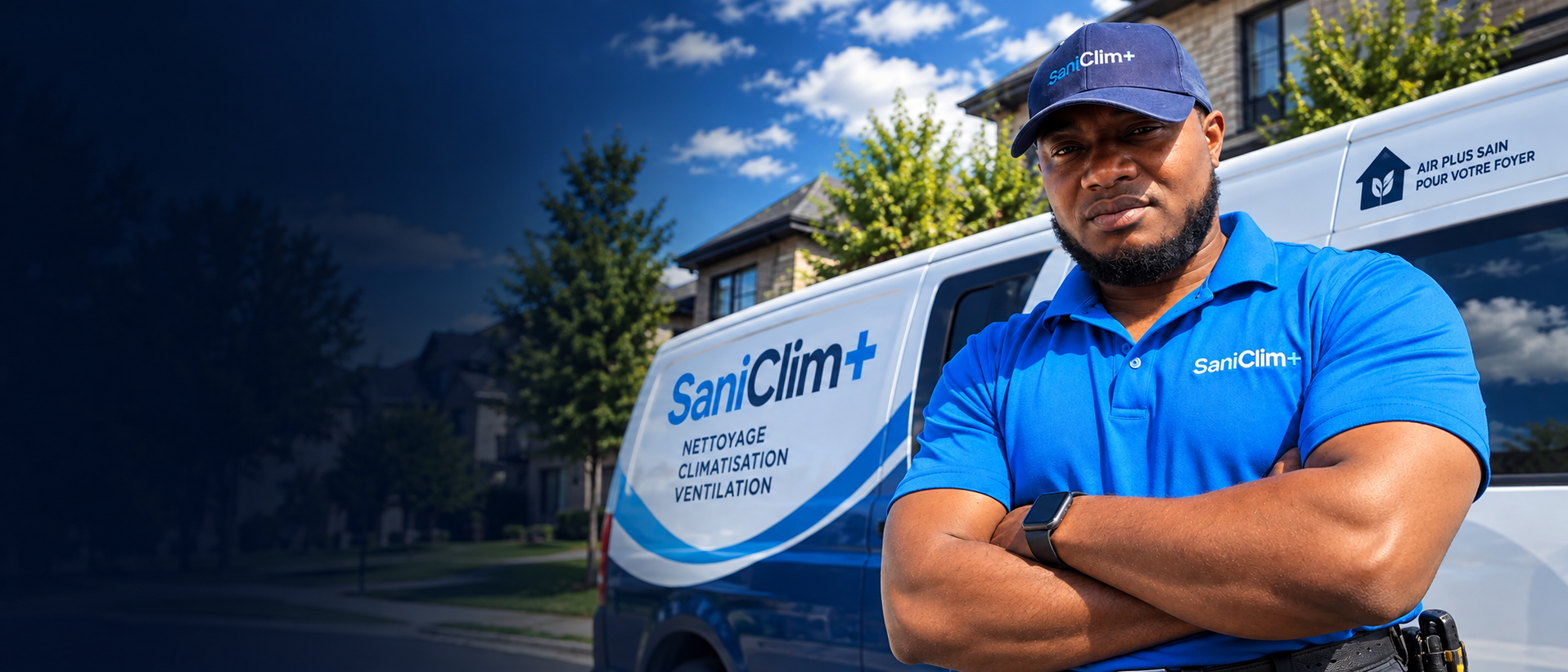 SaniClim+ technician performing an air duct cleaning service